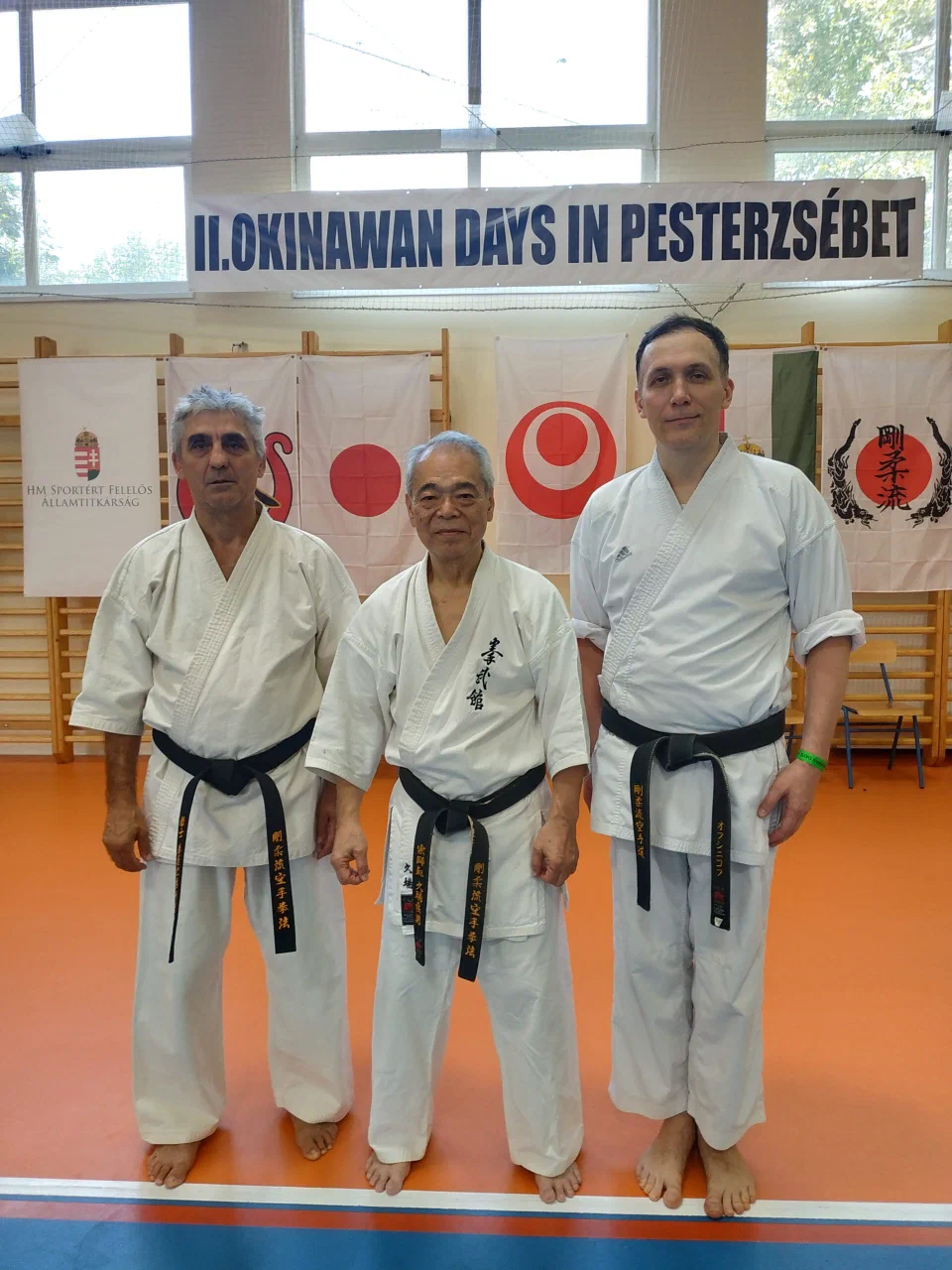 Andrej Ovchinnikov mit Shihan László Harsányi und Hanshi Yoshio Kuba in Budapest