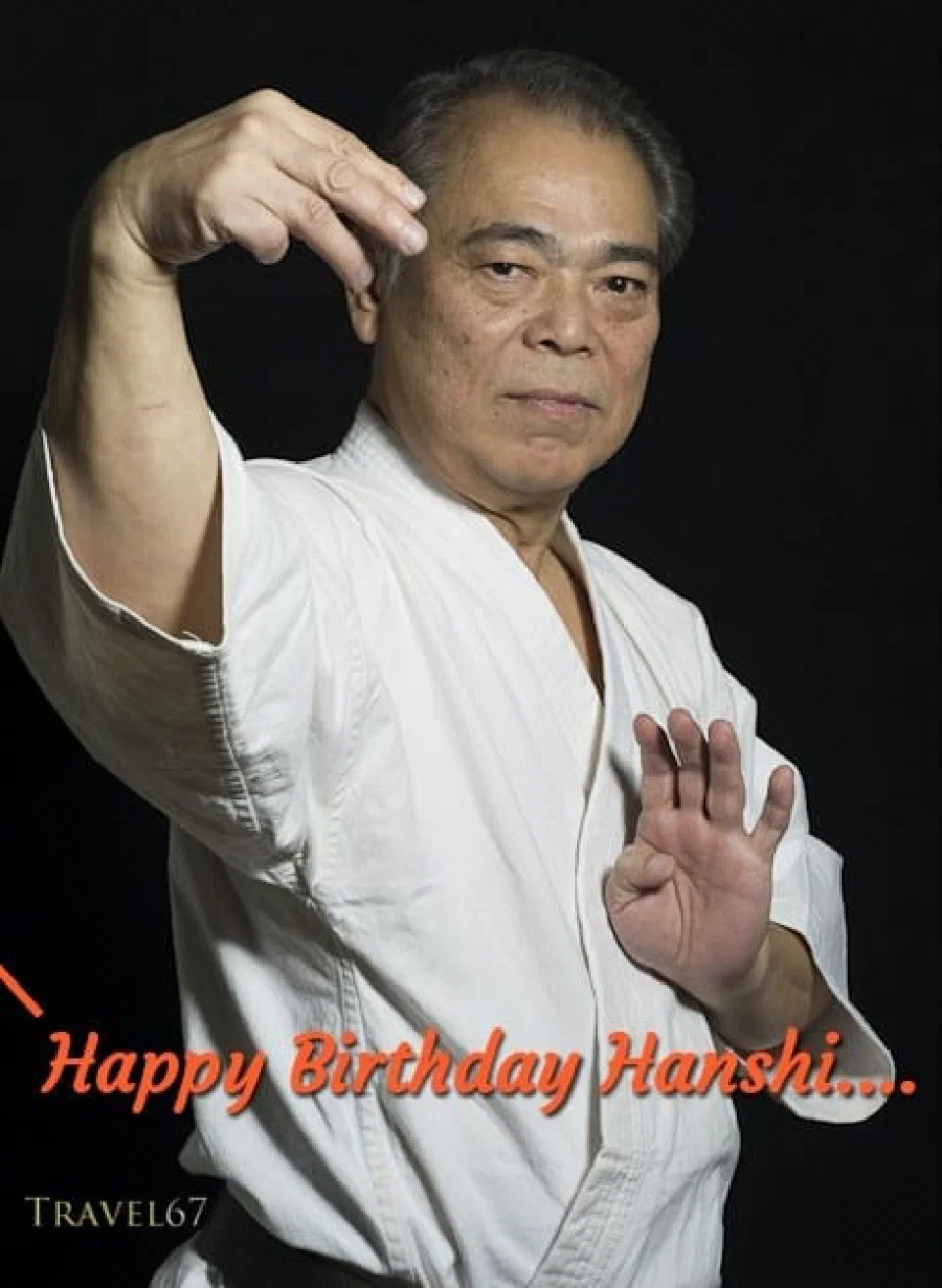 Karate-Großmeister Hanshi Yoshio Kuba mit Geburtstagsgruß