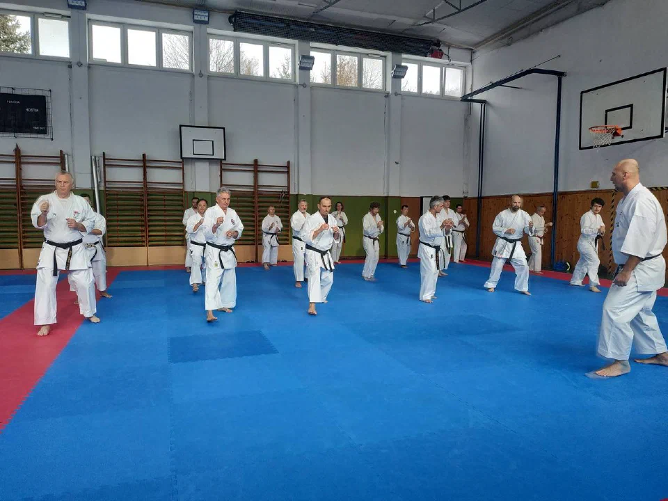 Gemeinsames Training beim internationalen Karate-Lehrgang in Trstená